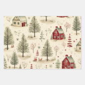 ヴィンテージフェスティバルツリーパターン ラッピングペーパーシート (正面)