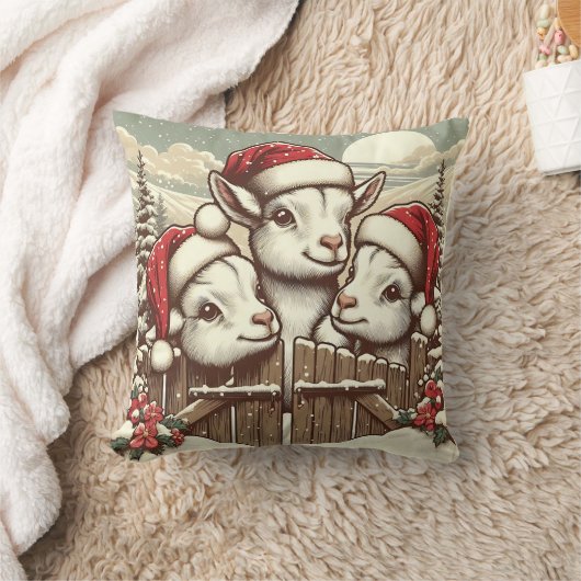 ヴィンテージフェスティバルピーキングヤギ クッション (ブランケット)