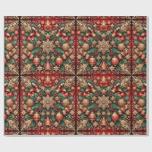 ヴィンテージフェスティバル植物性クリスマスパターン ラッピングペーパー (フラット)