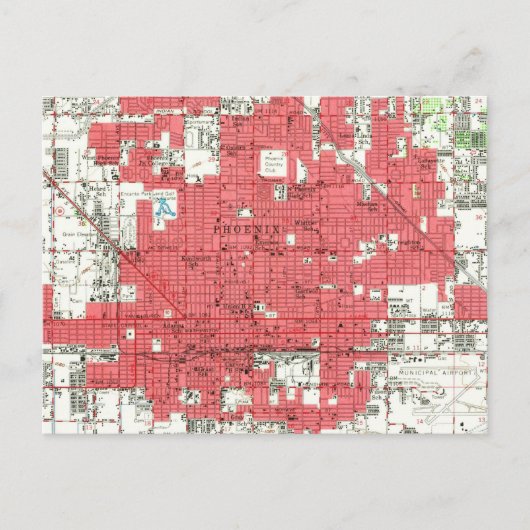 ヴィンテージフェニックスアリゾナの地図(1952年) 3 ポストカード (正面)