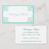 ヴィンテージフェミニンバロック・ブルー・オン・ホワイト 名刺 (正面/裏面)