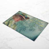 ヴィンテージフェミニンビクトリアンファッションハッピーバースデー 箔招待状 (回転した状態)