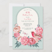 ヴィンテージフェミニンフローラ40歳の誕生日パーティー 招待状 (正面)