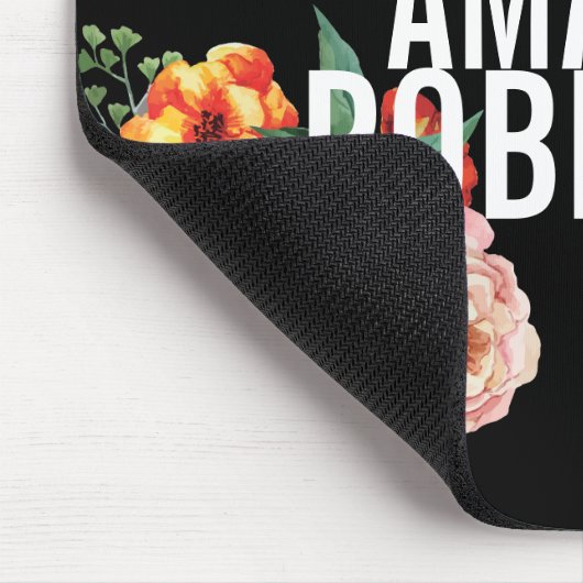 ヴィンテージフェミニン花模様ピオニはっきりした文字 マウスパッド (コーナー)