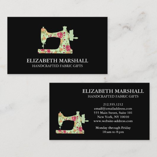 ヴィンテージフェミニン裁縫機械手作りクレフター 名刺 (正面/裏面)