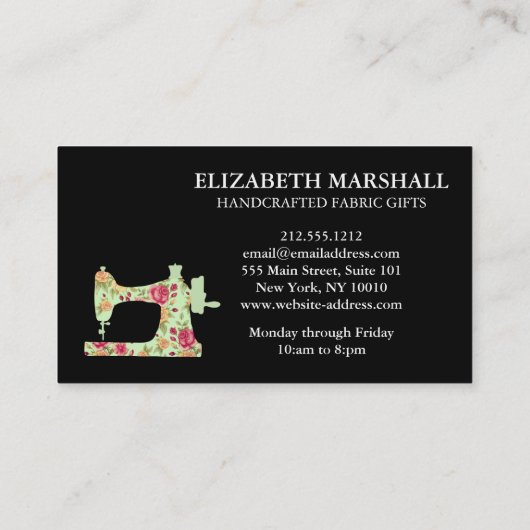 ヴィンテージフェミニン裁縫機械手作りクレフター 名刺 (裏面)