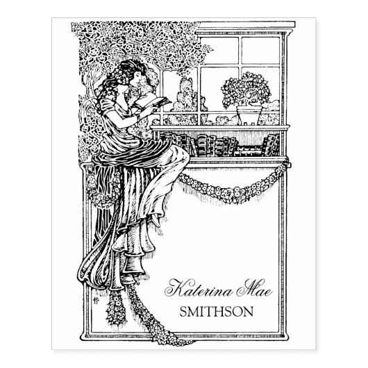 ヴィンテージフェミニンChic Ex Librisラベル ラバースタンプ (インプリント)