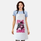 ヴィンテージフェラルガールサマーオポッサムラクおもしろいーン エプロン (着用した状態)
