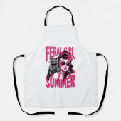 ヴィンテージフェラルガールサマーオポッサムラクおもしろいーン エプロン (正面)