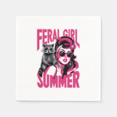ヴィンテージフェラルガールサマーオポッサムラクおもしろいーン スタンダードカクテルナプキン (正面)