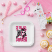 ヴィンテージフェラルガールサマーオポッサムラクおもしろいーン ペーパープレート (パーティー)