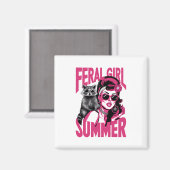 ヴィンテージフェラルガールサマーオポッサムラクおもしろいーン マグネット (正面/裏面)