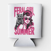 ヴィンテージフェラルガールサマーオポッサムラクおもしろいーン 缶クーラー (正面)