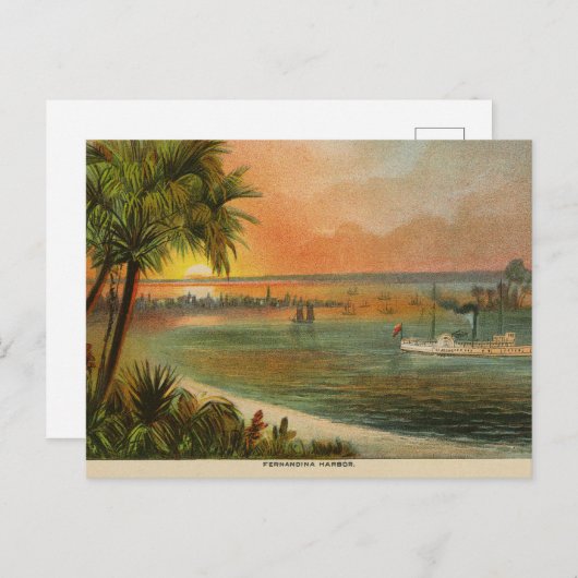 ヴィンテージフェルナンディナハーバーアメリアアイランドフロリダ ポストカード (正面/裏面)
