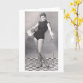 ヴィンテージフェンサーピンアップ！フェンシングノートカード カード (黄色い花)