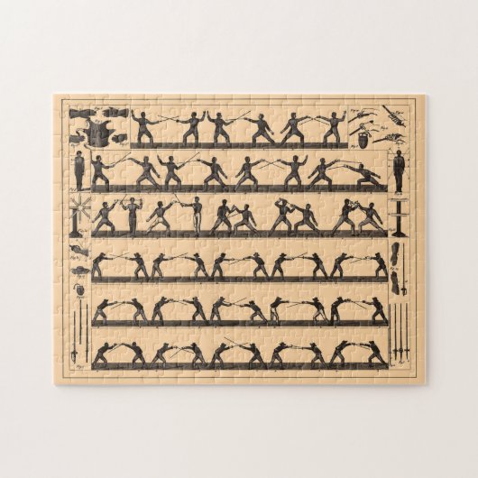 ヴィンテージフェンシング剣術図(1907) ジグソーパズル (横)