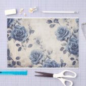 ヴィンテージフェードアウトブルーバラ 薄葉紙 (クラフト)
