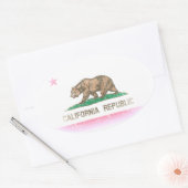 ヴィンテージフェードカリフォルニアフラグ 楕円形シール (封筒)