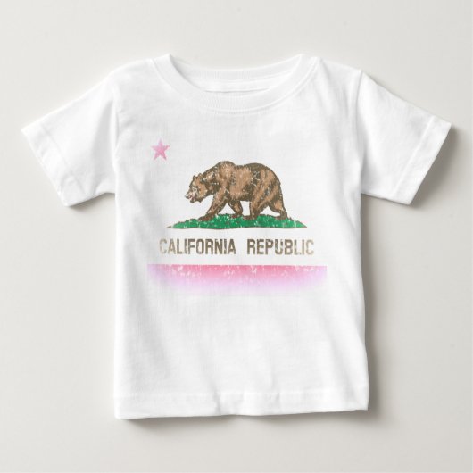 ヴィンテージフェードカリフォルニア州旗 ベビーTシャツ (正面)