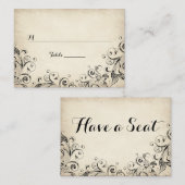 ヴィンテージフエレガントロッシュフラットテーブル座席表 名刺 (正面/裏面)