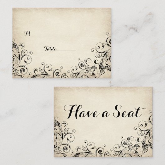 ヴィンテージフエレガントロッシュフラットテーブル座席表 名刺 (正面/裏面)