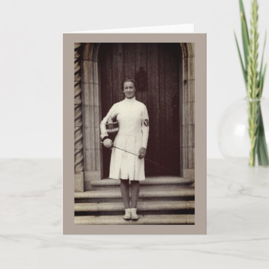 ヴィンテージフォイルフェンサーヘレンマイヤーグリーティングカード カード (正面)