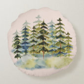 ヴィンテージフォギーグリーンパインツリーフォレストピナリー ラウンドクッション (裏面)