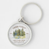 ヴィンテージフォギーグリーンフォレストウォーターカラーキャビンロッジ キーホルダー (正面)