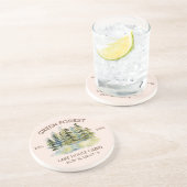 ヴィンテージフォギーグリーンフォレストウォーターカラーキャビンロッジ コースター (側面)