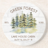ヴィンテージフォギーグリーンフォレストウォーターカラーキャビンロッジ コースター (正面)