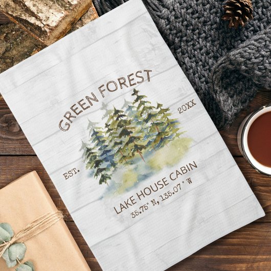 ヴィンテージフォギーパインフォレストレイクハウスキャビンロッジ キッチンタオル