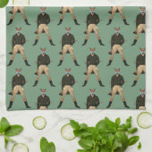 ヴィンテージフォックス狩りティータオル キッチンタオル (折り畳み)