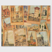 ヴィンテージフォトカードコラージュ。ヨーロッパ、中東 ラッピングペーパー (フラット)