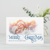 ヴィンテージフォトカードメリークリスマスブルースタイル 案内状 (スタンド正面)