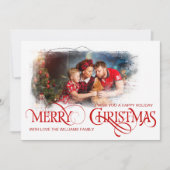 ヴィンテージフォトカードメリークリスマスレッドスタイル 案内状 (正面)