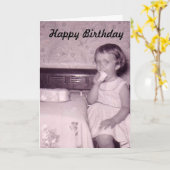 ヴィンテージフォトガール誕生日カード カード (黄色い花)