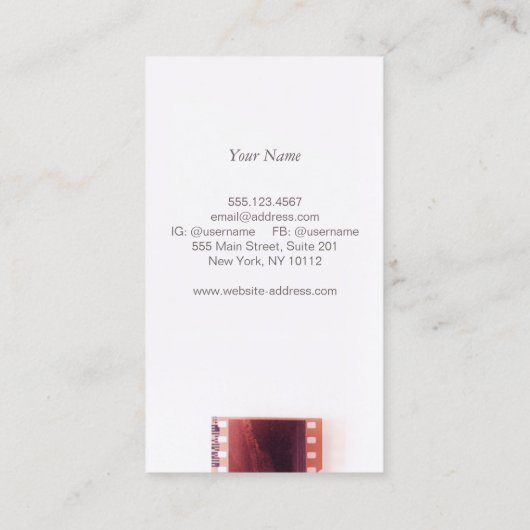 ヴィンテージフォトグラファーのカメラフィルム 名刺 (裏面)