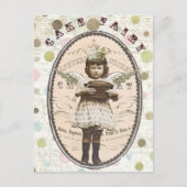 ヴィンテージフォトケーキ妖精はがき ポストカード (正面)