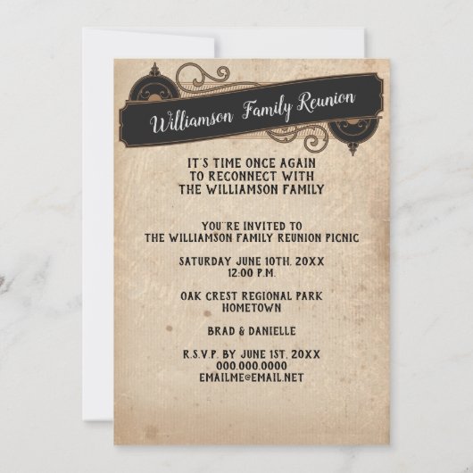 ヴィンテージフォトファミリー懇親会収集パーティー 招待状 (裏面)