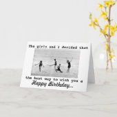 ヴィンテージフォトフォトインタープリティブダンスガールズ誕生日 カード (黄色い花)