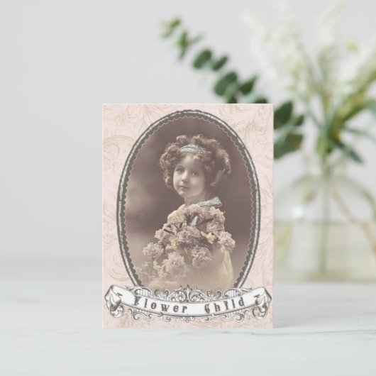 ヴィンテージフォトフラワー子はがき ポストカード (スタンド正面)