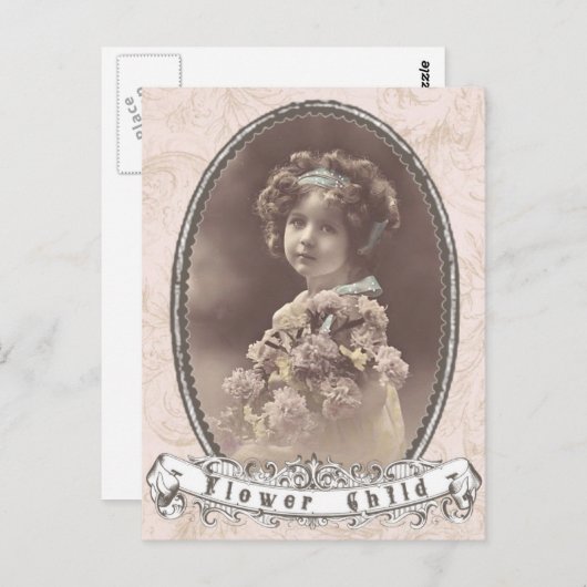 ヴィンテージフォトフラワー子はがき ポストカード (正面/裏面)