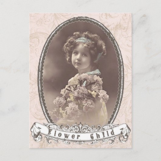 ヴィンテージフォトフラワー子はがき ポストカード (正面)