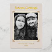 ヴィンテージフォトフレームレトログリーティング金ゴールド 箔シーズンカード (正面)