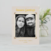 ヴィンテージフォトフレームレトログリーティング金ゴールド 箔シーズンカード (立ち正面)