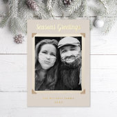 ヴィンテージフォトフレームレトログリーティング金ゴールド 箔シーズンカード