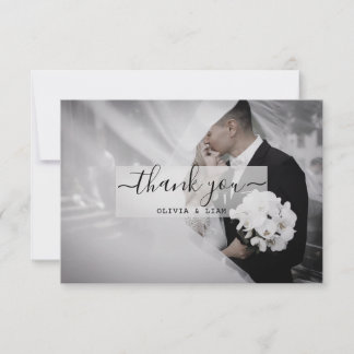 ヴィンテージフォトブラック&ホワイト結婚ズ サンキューカード