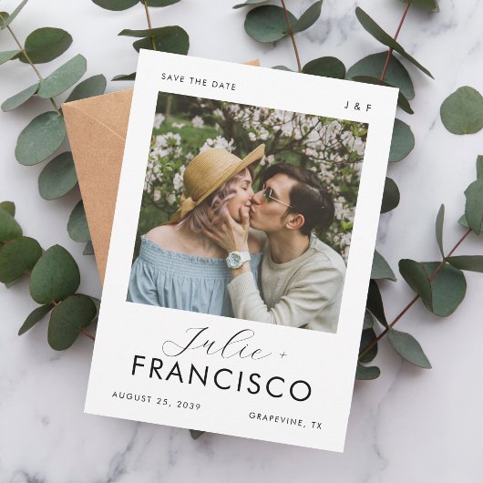 ヴィンテージフォトモノグラムロマンモダンツ結婚ス セーブザデート