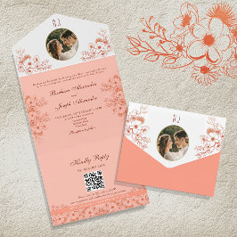 ヴィンテージフォトモノグラム結婚ズ オールインワン招待状