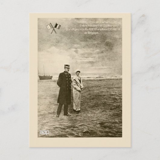 ヴィンテージフォトモンタージュ王アルバート、エリザベス女王 ポストカード (正面)